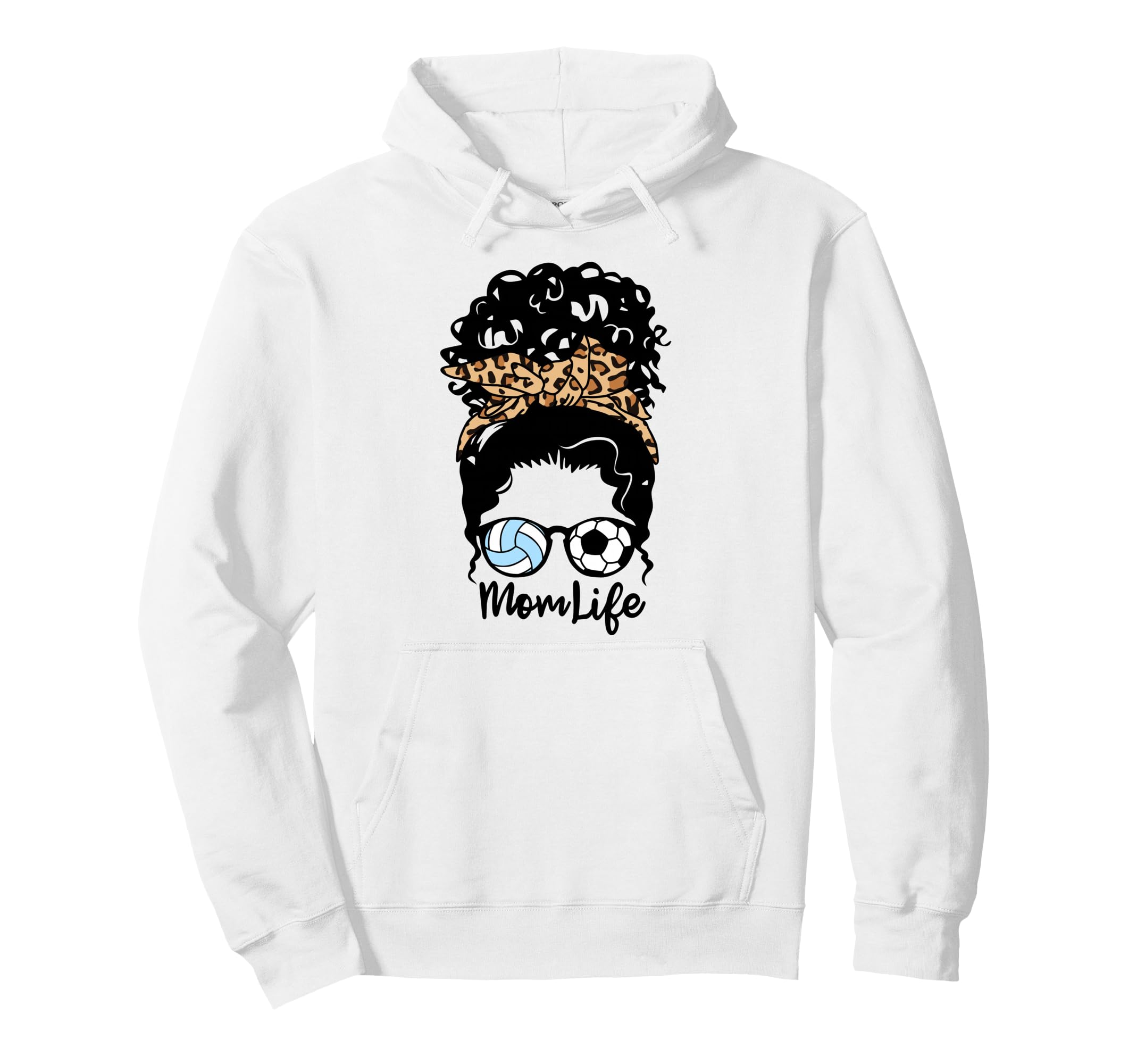 Mom Life Messy Bun Curly Hair Hoodie - Fun Novelty Design Unisex