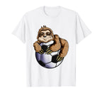 Sloth Soccer Player Sleeps Ball T-Shirt - Fun Novelty Design Men Women