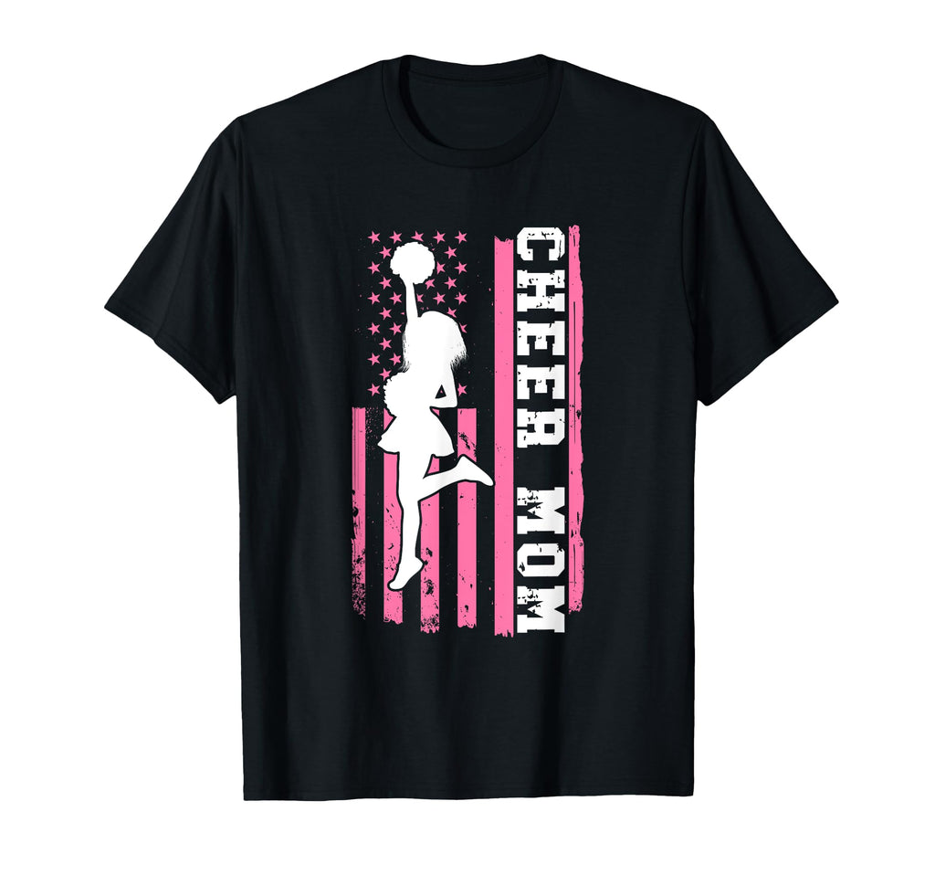 Cheer Mom American Flag Cheerleading T-Shirt - Aesthetic Graphic Unisex