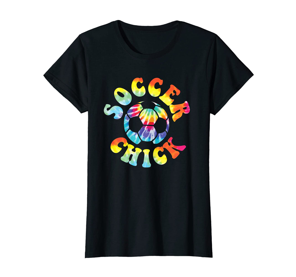 Soccer Chick Tie Dye Seventies Soccer T-Shirt - Graphic Print for Adults
