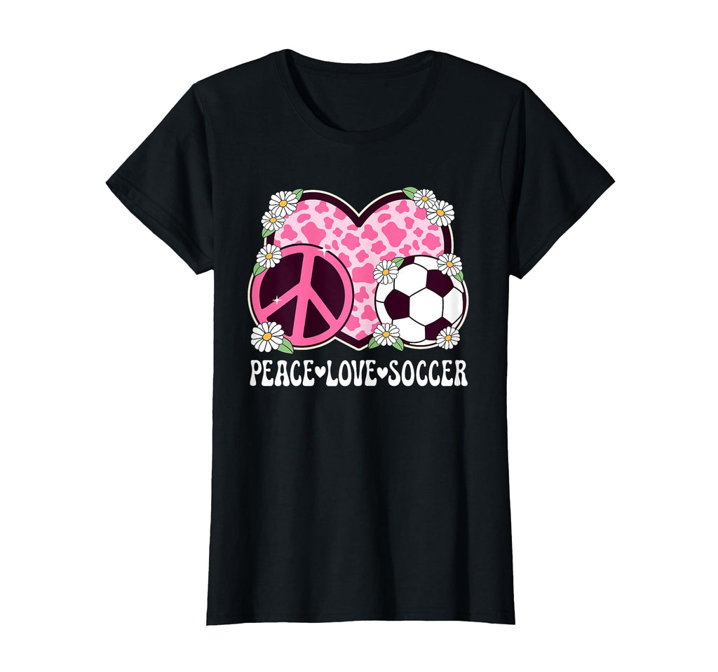 Peace Love Soccer Lover Cow Soccer T-Shirt - Novelty Apparel Men Women