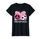 Peace Love Soccer Lover Cow Soccer T-Shirt - Novelty Apparel Men Women