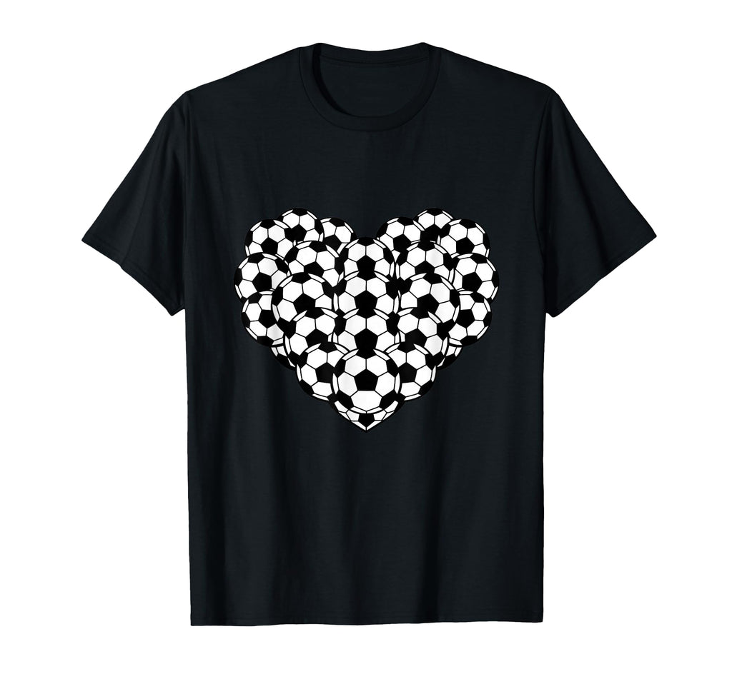 Heart Shaped Soccer Ball Pattern T-Shirt - Minimalist Print Men Women