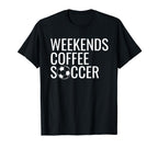 Weekends Iced Coffee And Soccer Groovy T-Shirt - Fun Novelty Design Unisex
