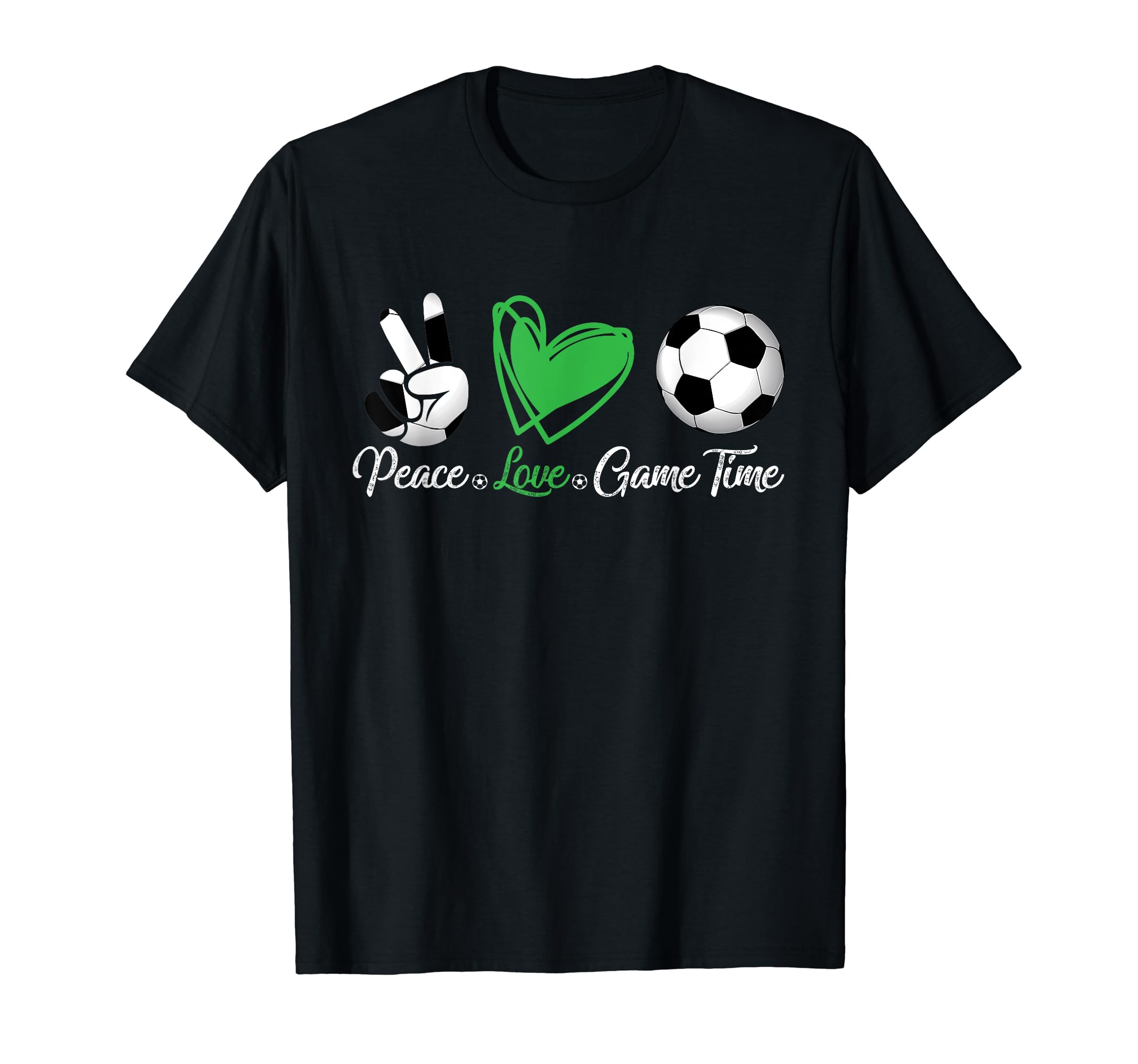 Peace Love And Game Time Soccer Lover T-Shirt - Graphic Print Men Women