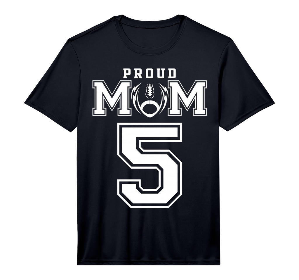 Custom Proud Football Mom Number 5 T-Shirt - Unique Graphic for Adults