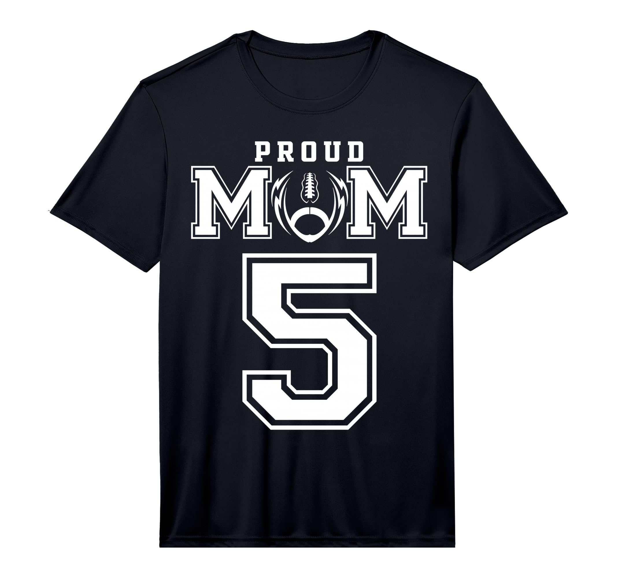 Custom Proud Football Mom Number 5 T-Shirt - Unique Graphic for Adults