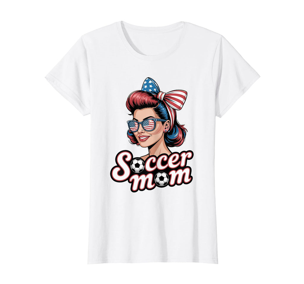 Patriotic Soccer Mom American Flag T-Shirt - Aesthetic Graphic for Adults
