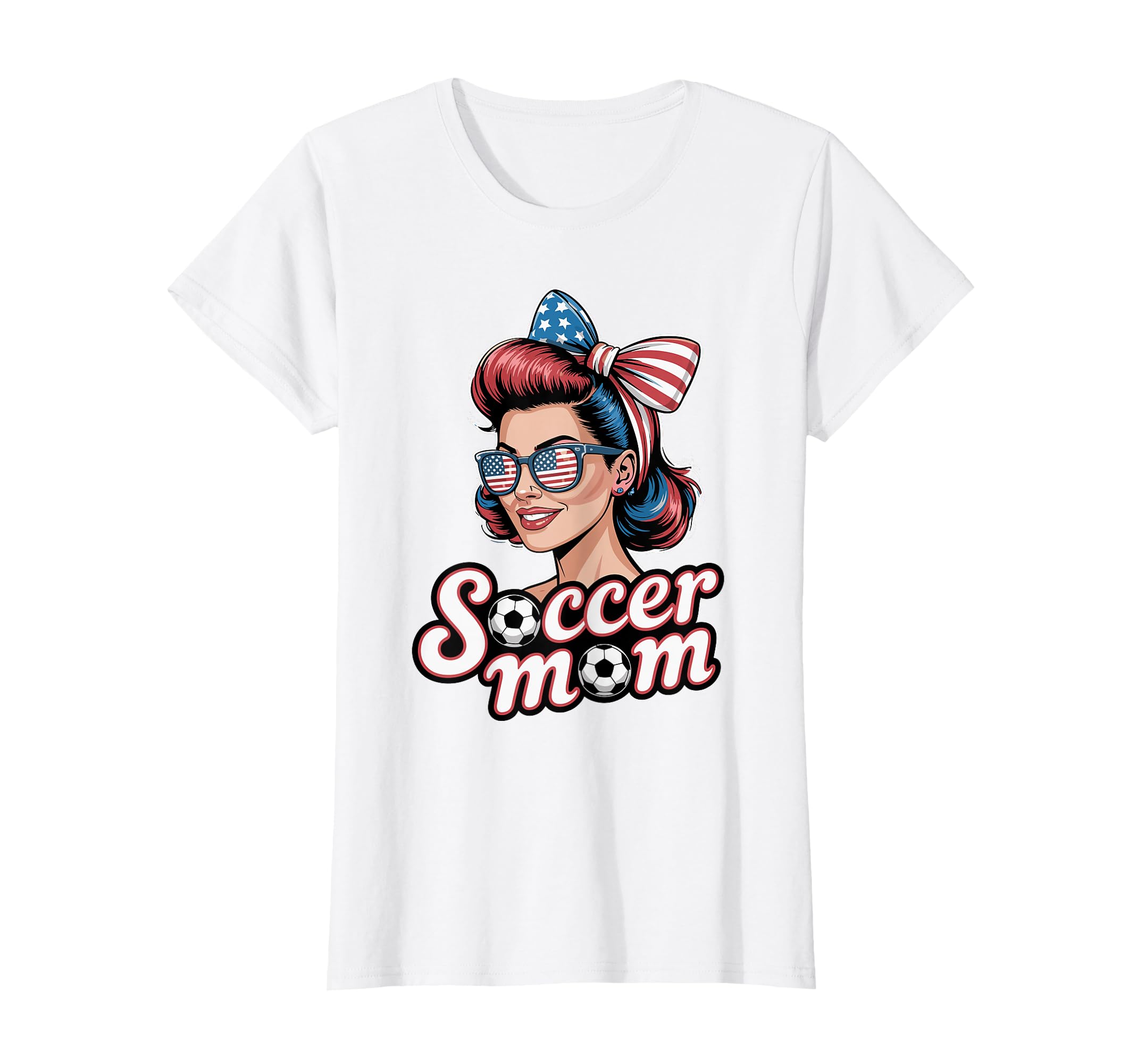 Patriotic Soccer Mom American Flag T-Shirt - Aesthetic Graphic for Adults