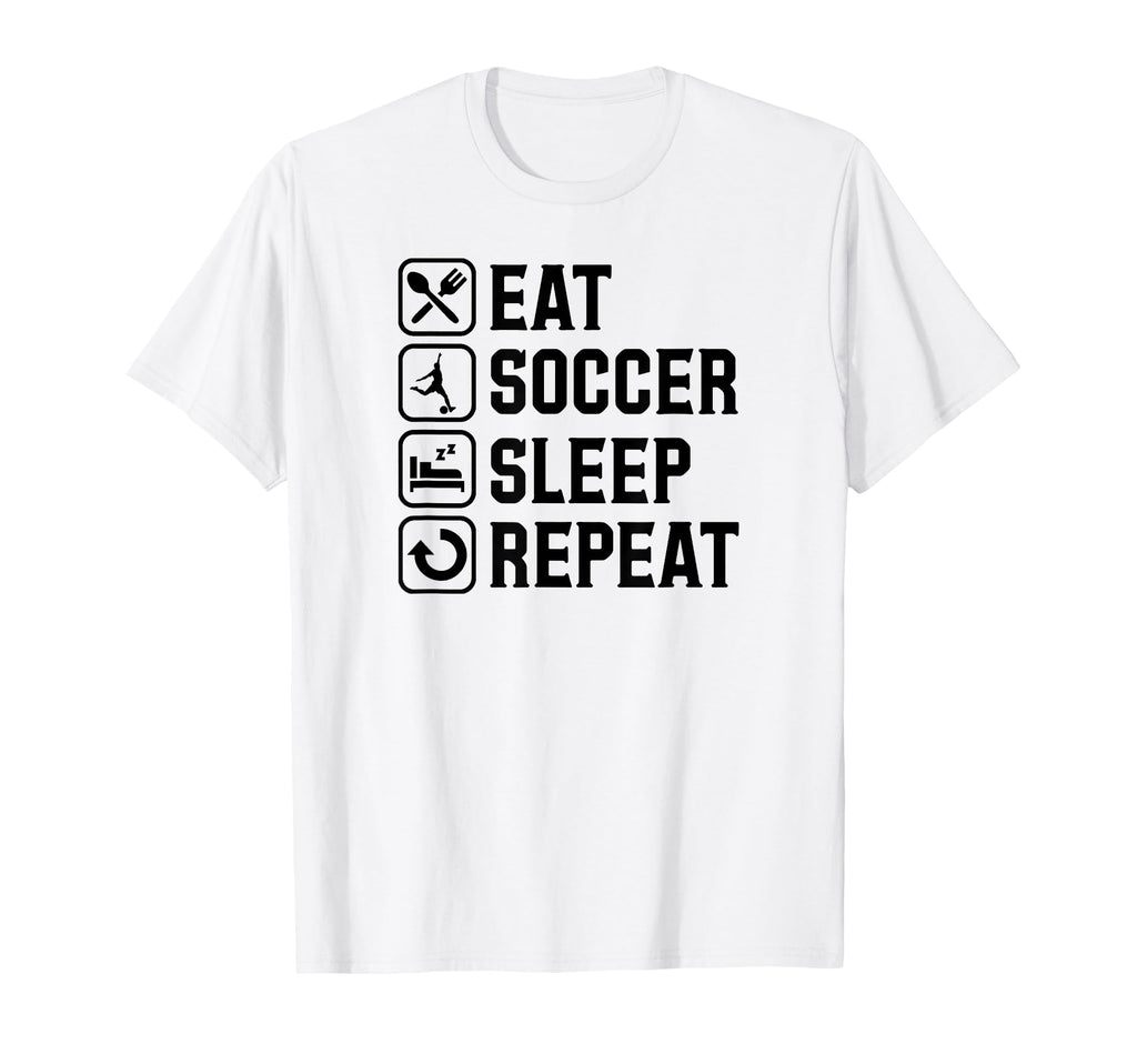Eat Soccer Sleep Repeat Simple Basic T-Shirt - Aesthetic Graphic Men Women