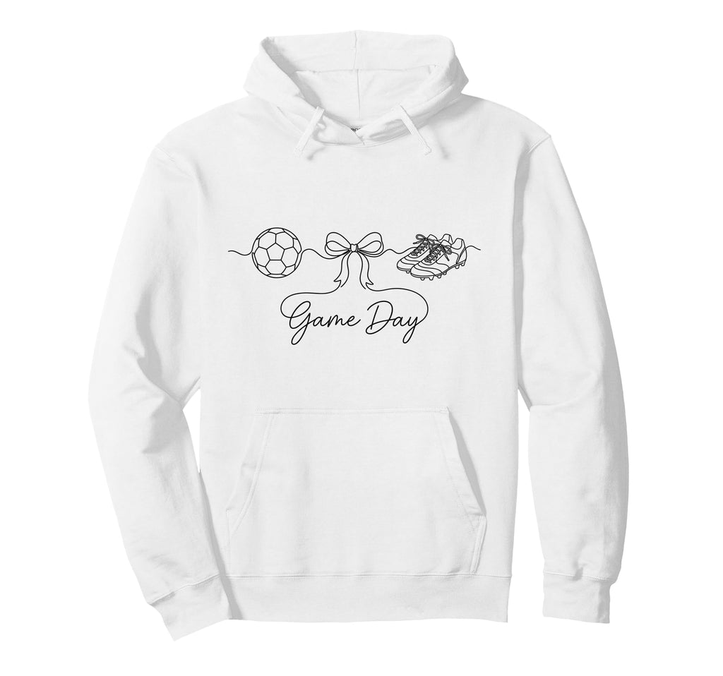 Game Day Soccer Mom Ball Bow Cleats Sports Hoodie - Minimalist Print Unisex