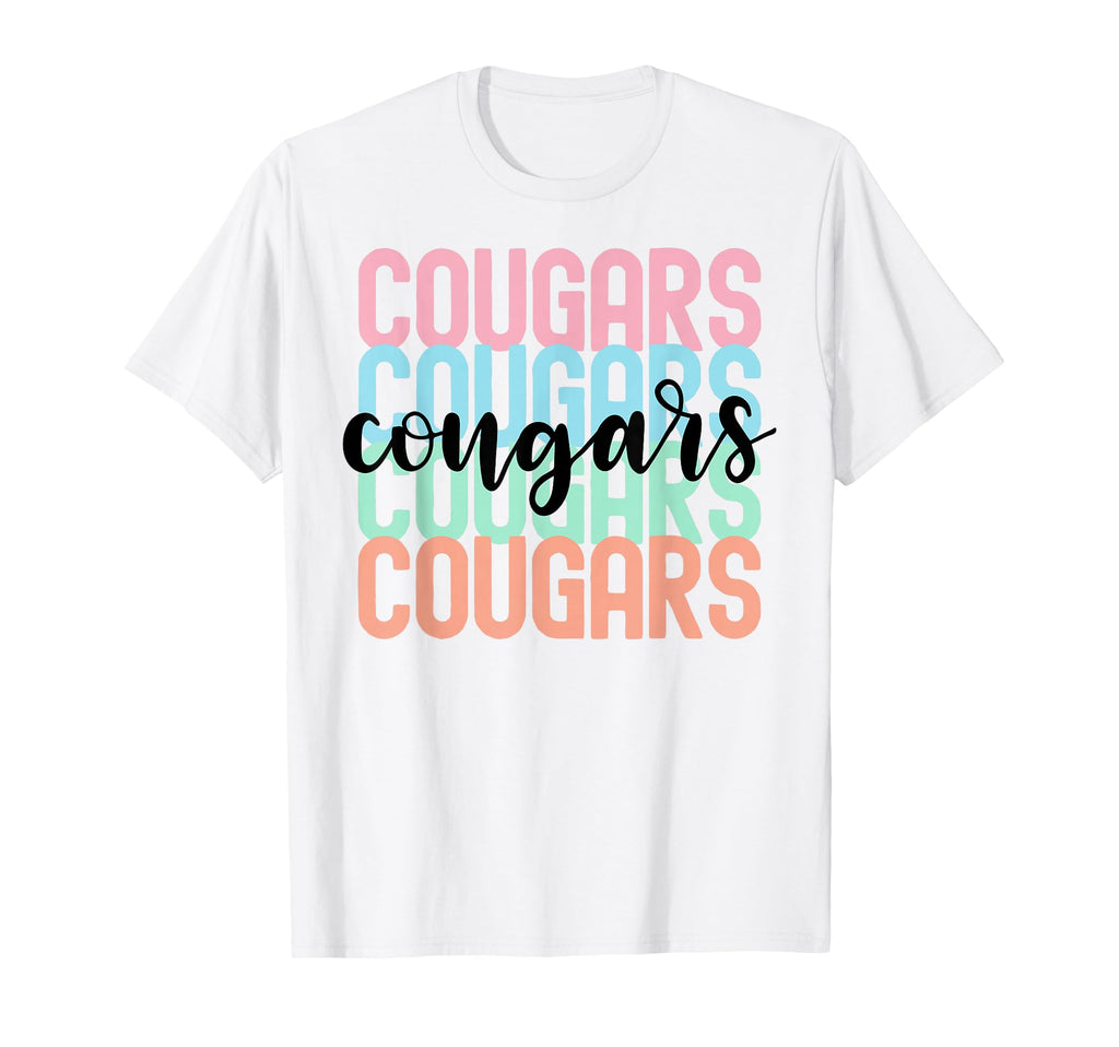 Cougars Team Mascot School Spirit T-Shirt - Minimalist Print for Adults
