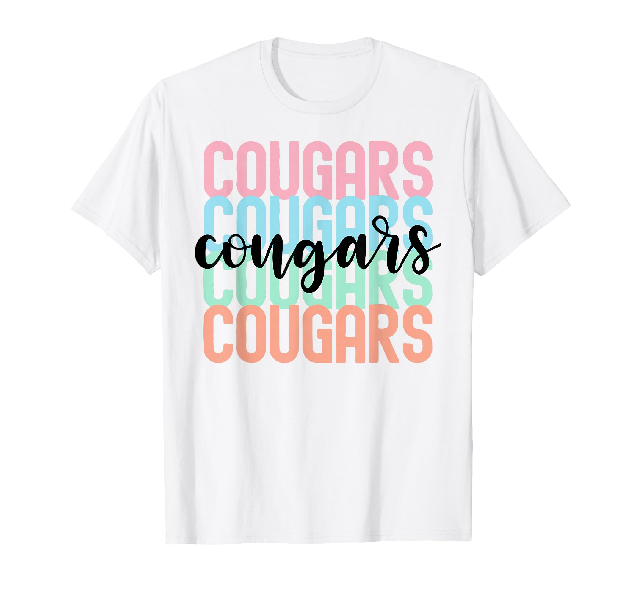 Cougars Team Mascot School Spirit T-Shirt - Minimalist Print for Adults