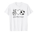 Peace Love Soccer Peace Hand Sign T-Shirt - Minimalist Print Men Women