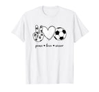 Peace Love Soccer Peace Hand Sign T-Shirt - Minimalist Print Men Women