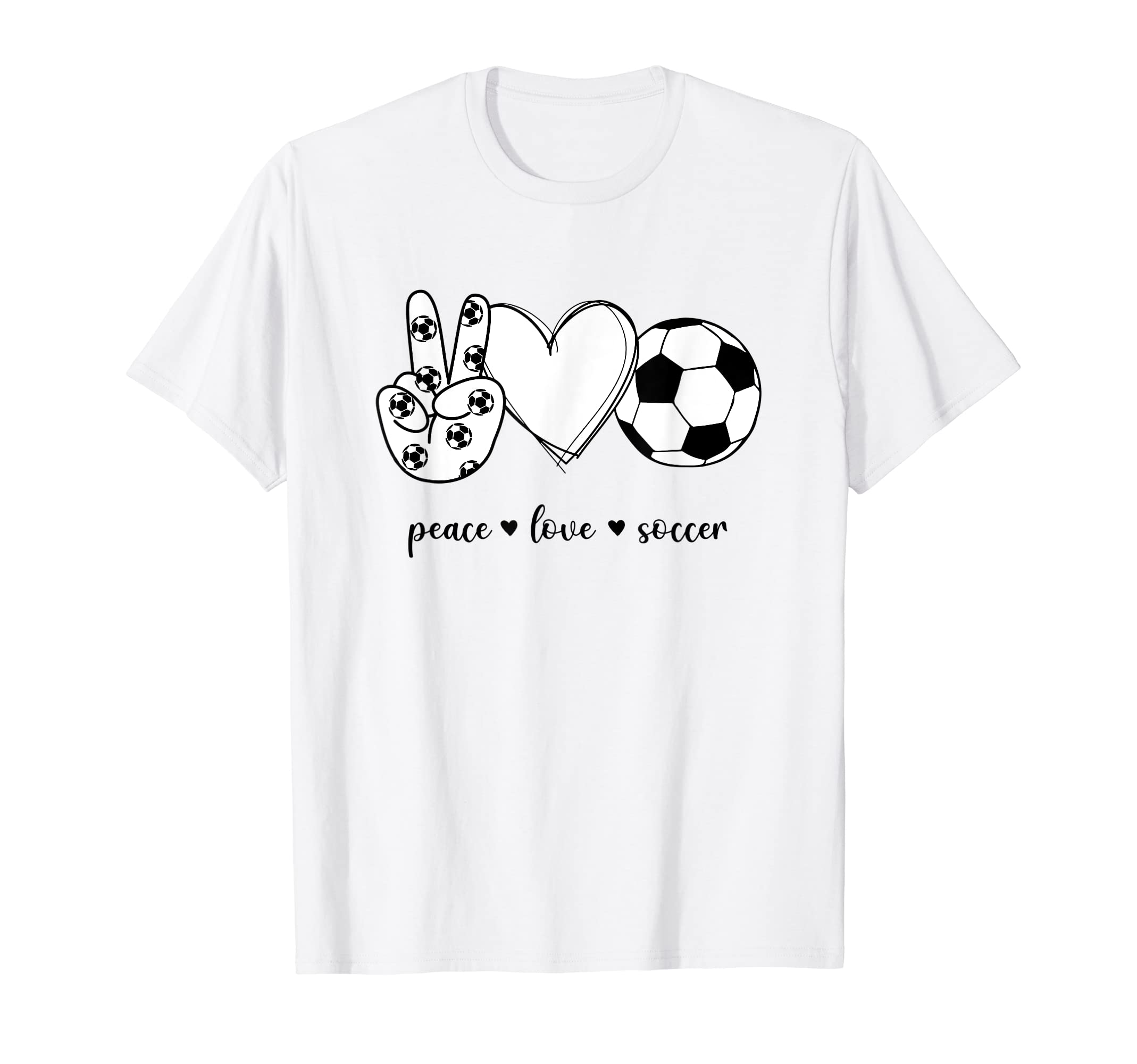 Peace Love Soccer Peace Hand Sign T-Shirt - Minimalist Print Men Women
