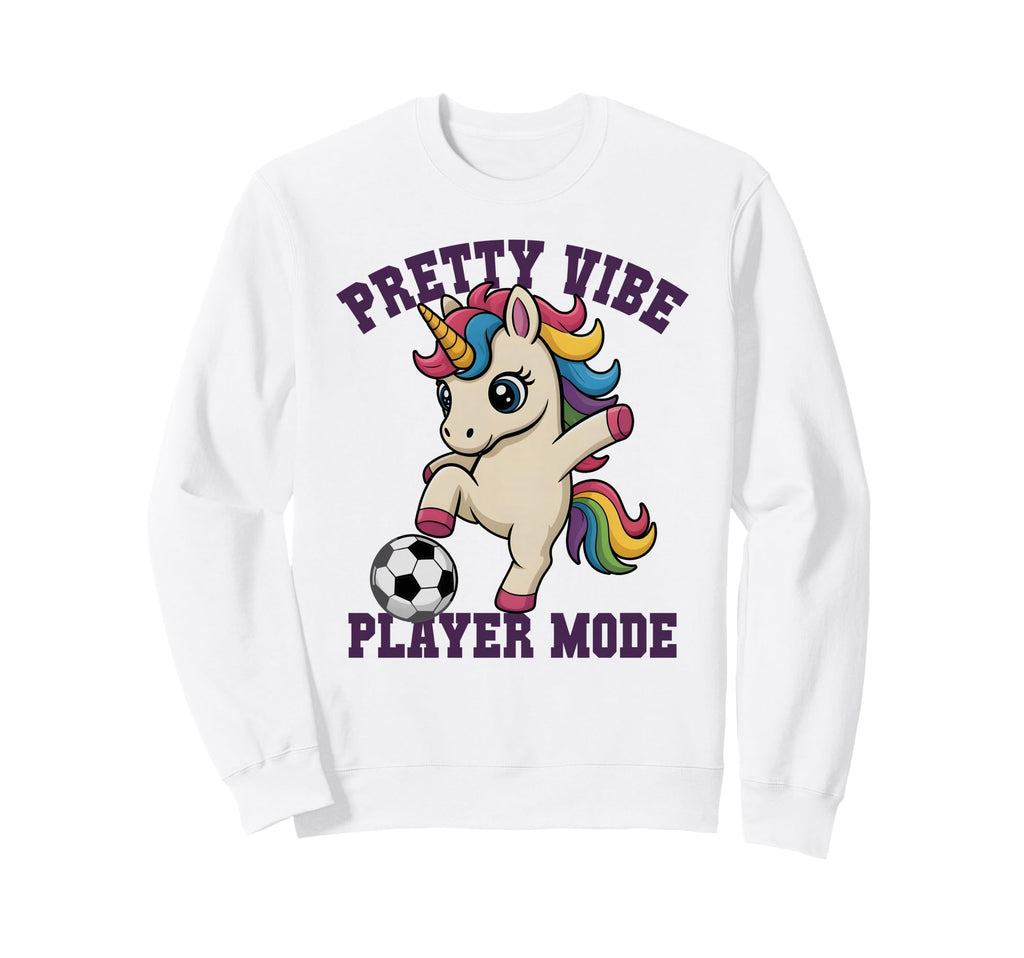 Soccer Pretty Vibe Unicorn Player Sweatshirt - Graphic Print Men Women