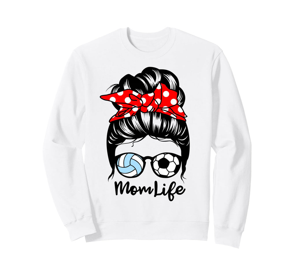 Mom Life Messy Bun Hair Funny Sweatshirt - Minimalist Print Unisex