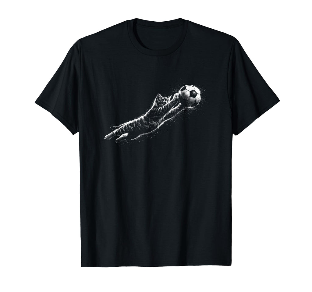 Funny Kitten Soccer Goalie Cat T-Shirt - Minimalist Print Men Women
