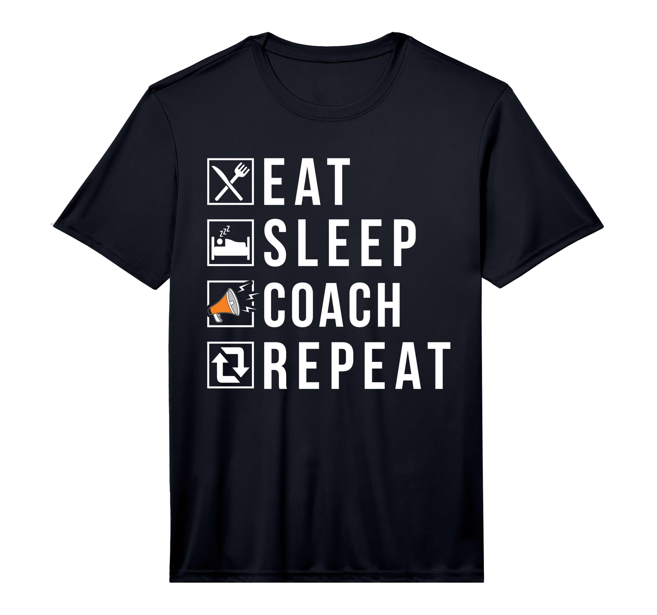Mens Eat Sleep Coach Repeat Sports Coach T-Shirt - Graphic Print Men Women