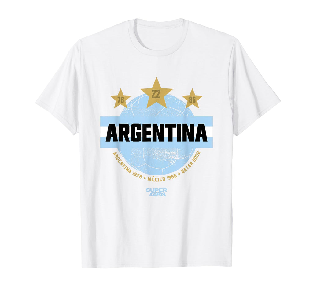 Superfan Argentina Champions Stars T-Shirt - Streetwear Style for Adults