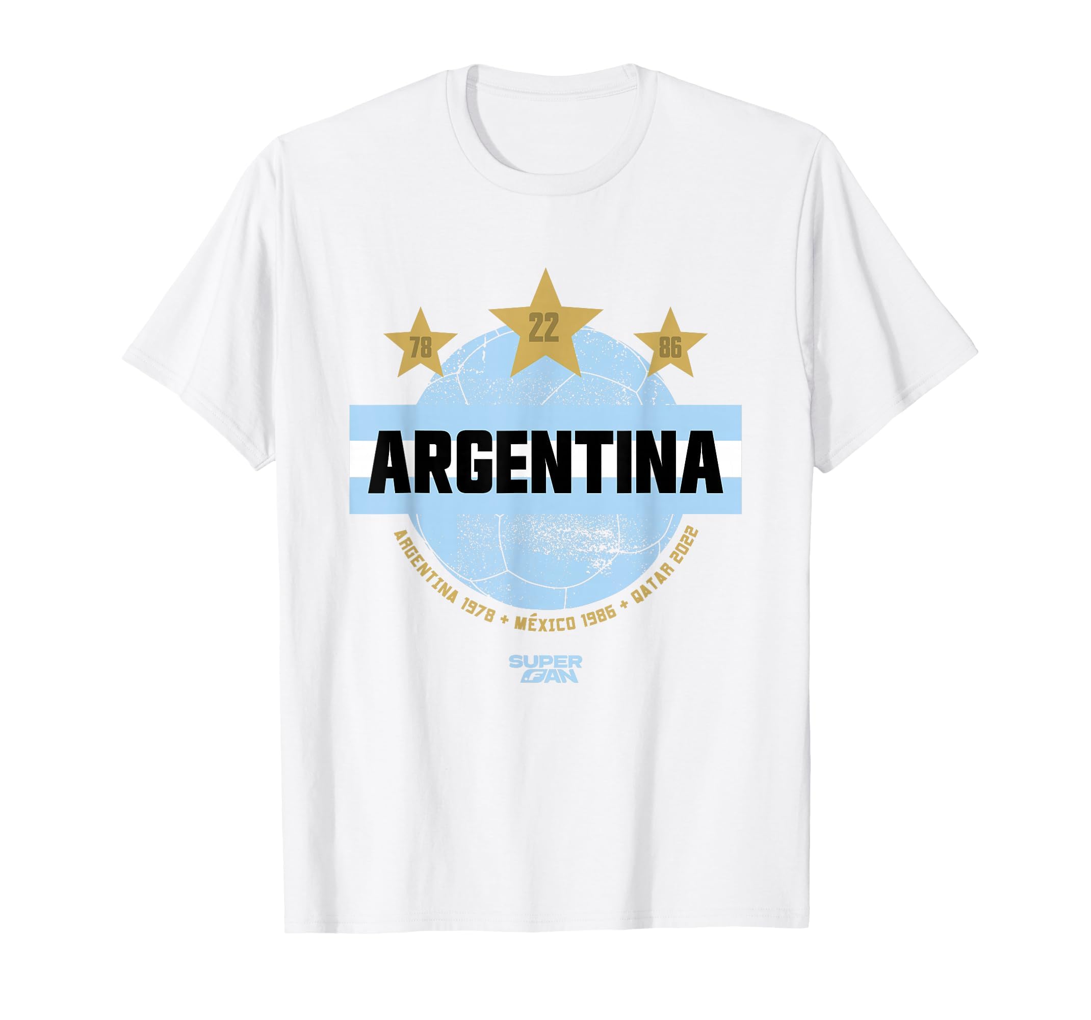 Superfan Argentina Champions Stars T-Shirt - Streetwear Style for Adults