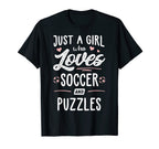 Just Who Loves Soccer And Puzzles Gift T-Shirt - Unique Graphic for Adults