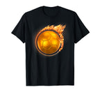 Flaming Gold Soccer Ball Fireball Flames T-Shirt - Trendy Graphic Unisex