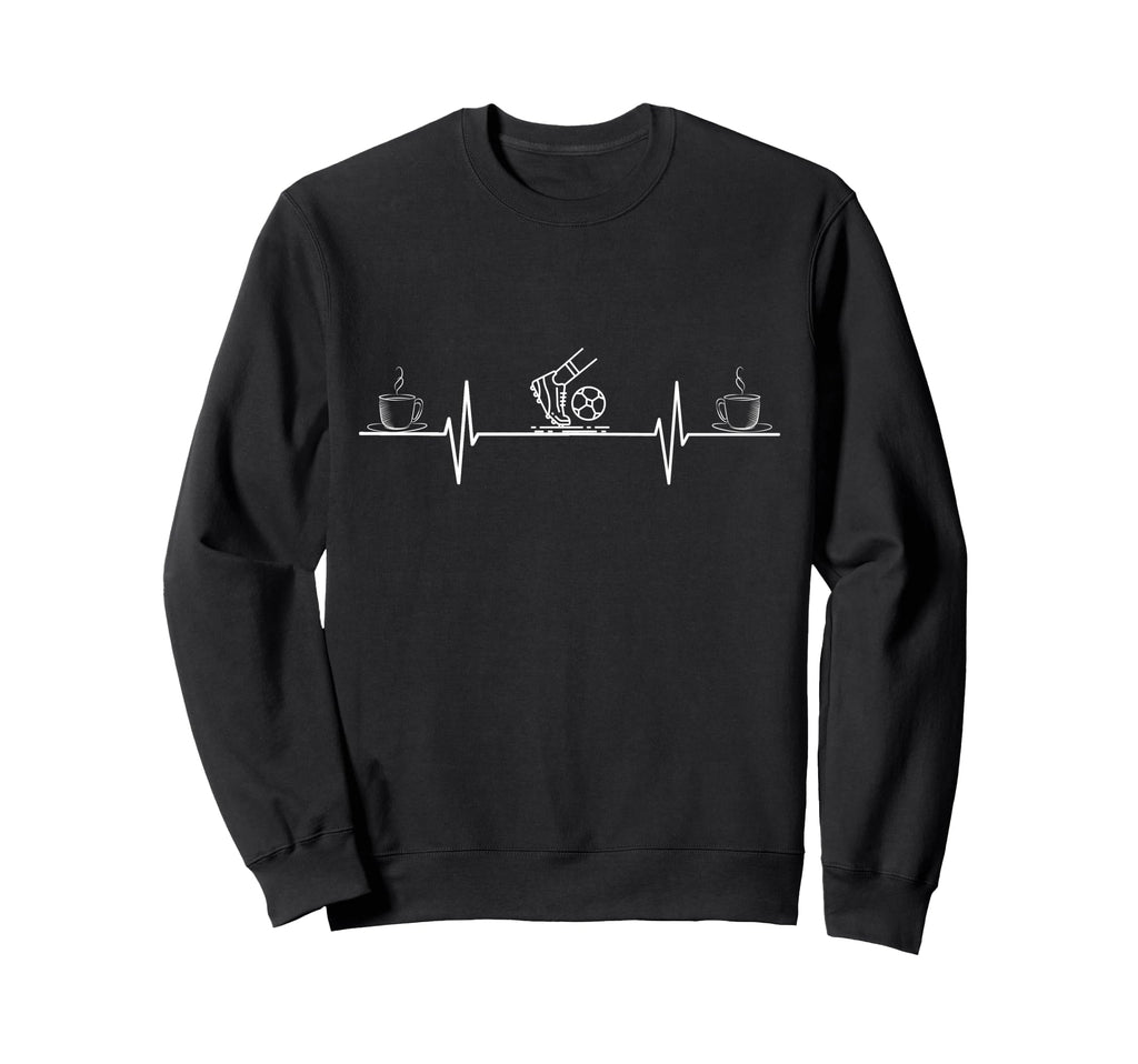 Coffee And Footballer Heartbeat Sweatshirt - Unique Graphic for Adults