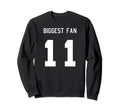Number 11 Biggest Fan Sport Spirit Sweatshirt - Graphic Print for Adults