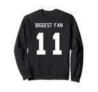 Number 11 Biggest Fan Sport Spirit Sweatshirt - Graphic Print for Adults