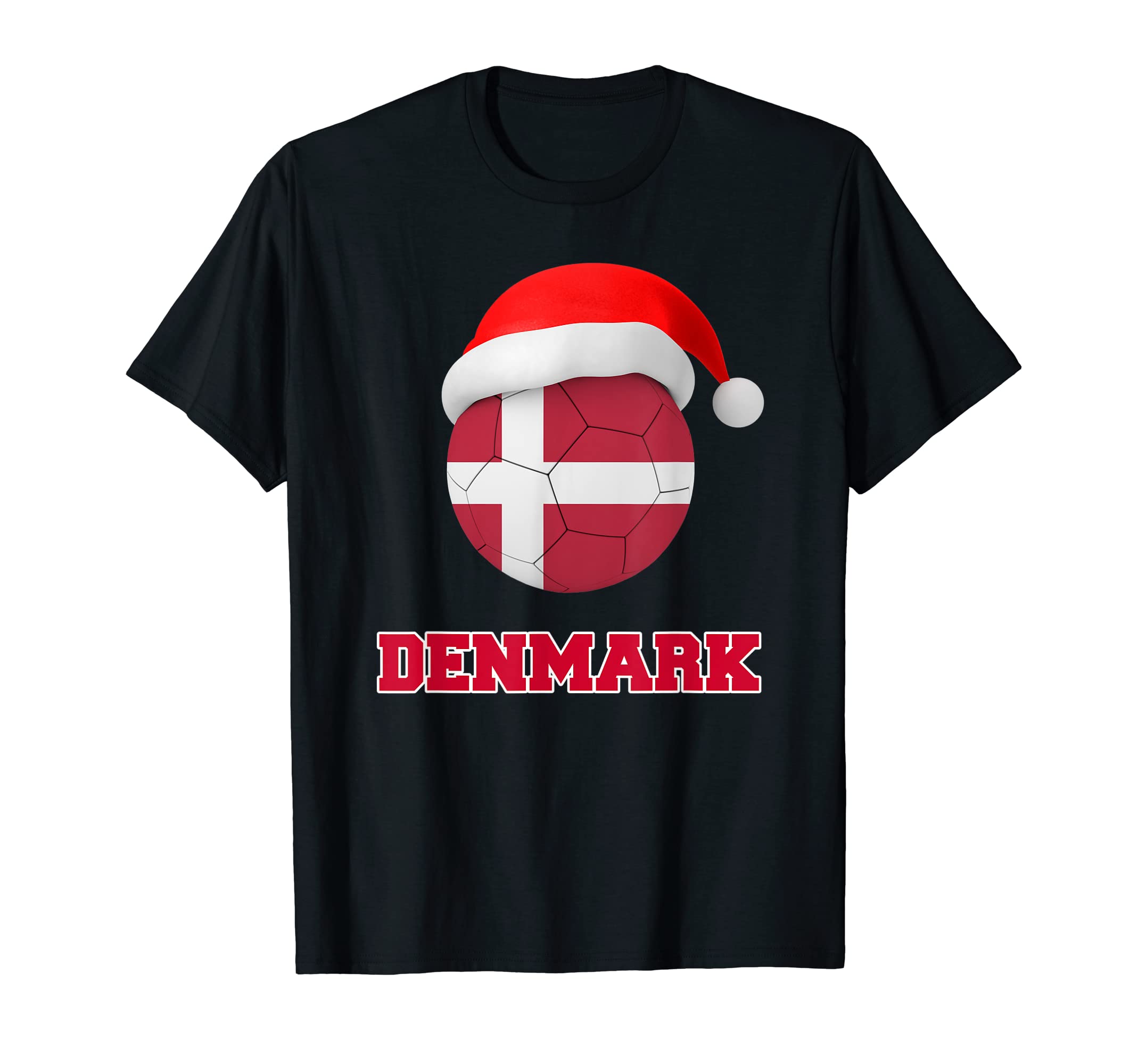 Denmark Soccer Soccer Ball Santa T-Shirt - Fun Novelty Design for Adults