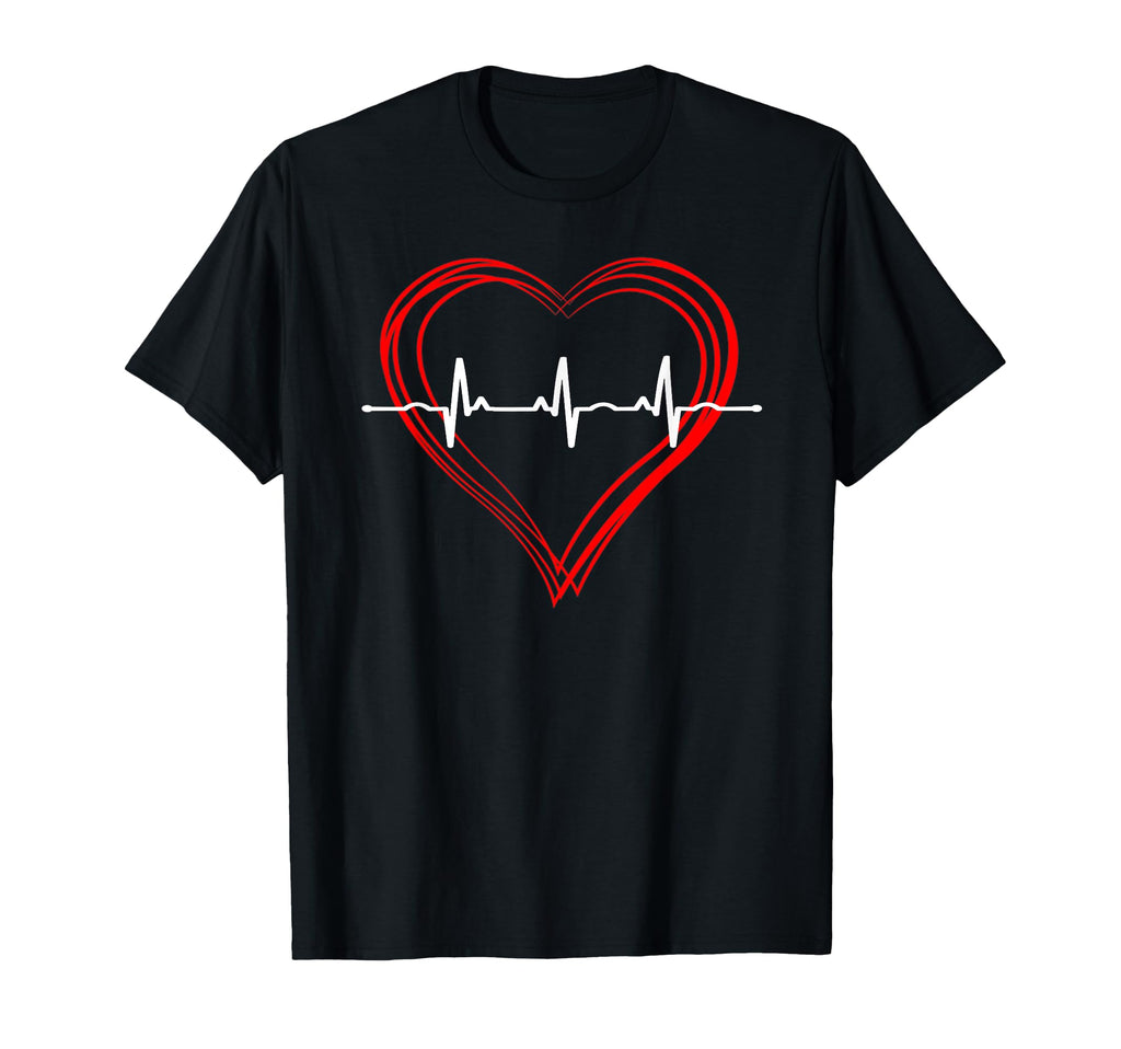 Ekg Heartbeat Love Cardiogram Hollow Ecg T-Shirt - Graphic Print Men Women