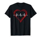 Ekg Heartbeat Love Cardiogram Hollow Ecg T-Shirt - Graphic Print Men Women