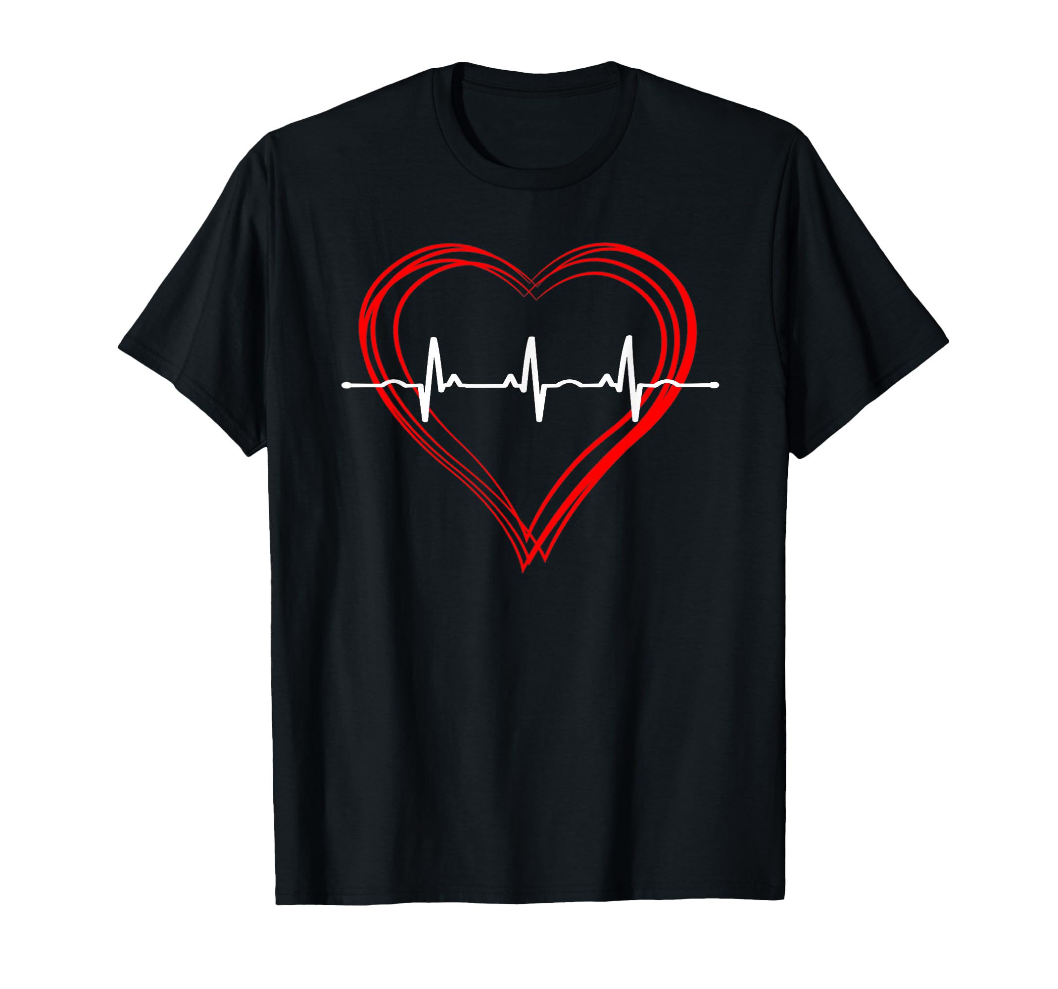 Ekg Heartbeat Love Cardiogram Hollow Ecg T-Shirt - Graphic Print Men Women