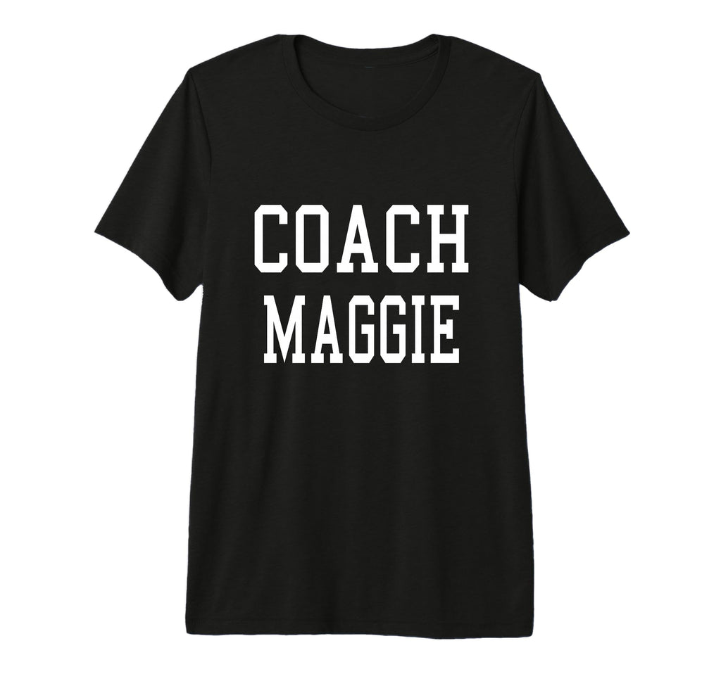 Coach Maggie Custom Football Soccer T-Shirt - Novelty Apparel for Adults