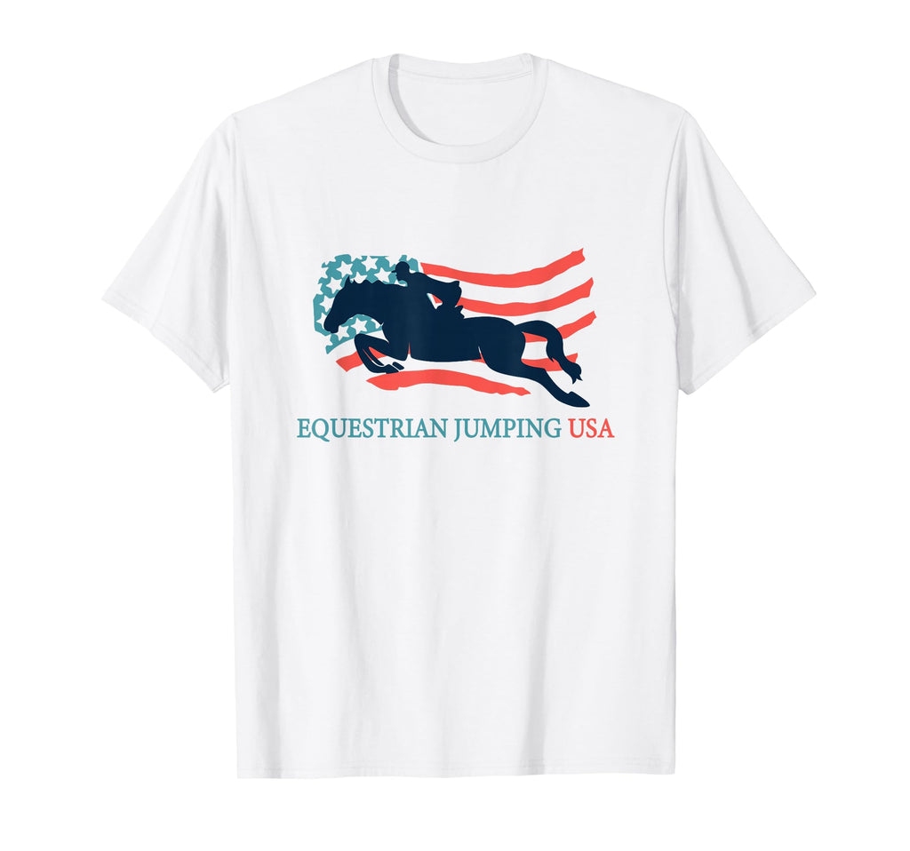 Horse Rider Equestrian Jumping Usa Team T-Shirt - Unique Graphic Men Women