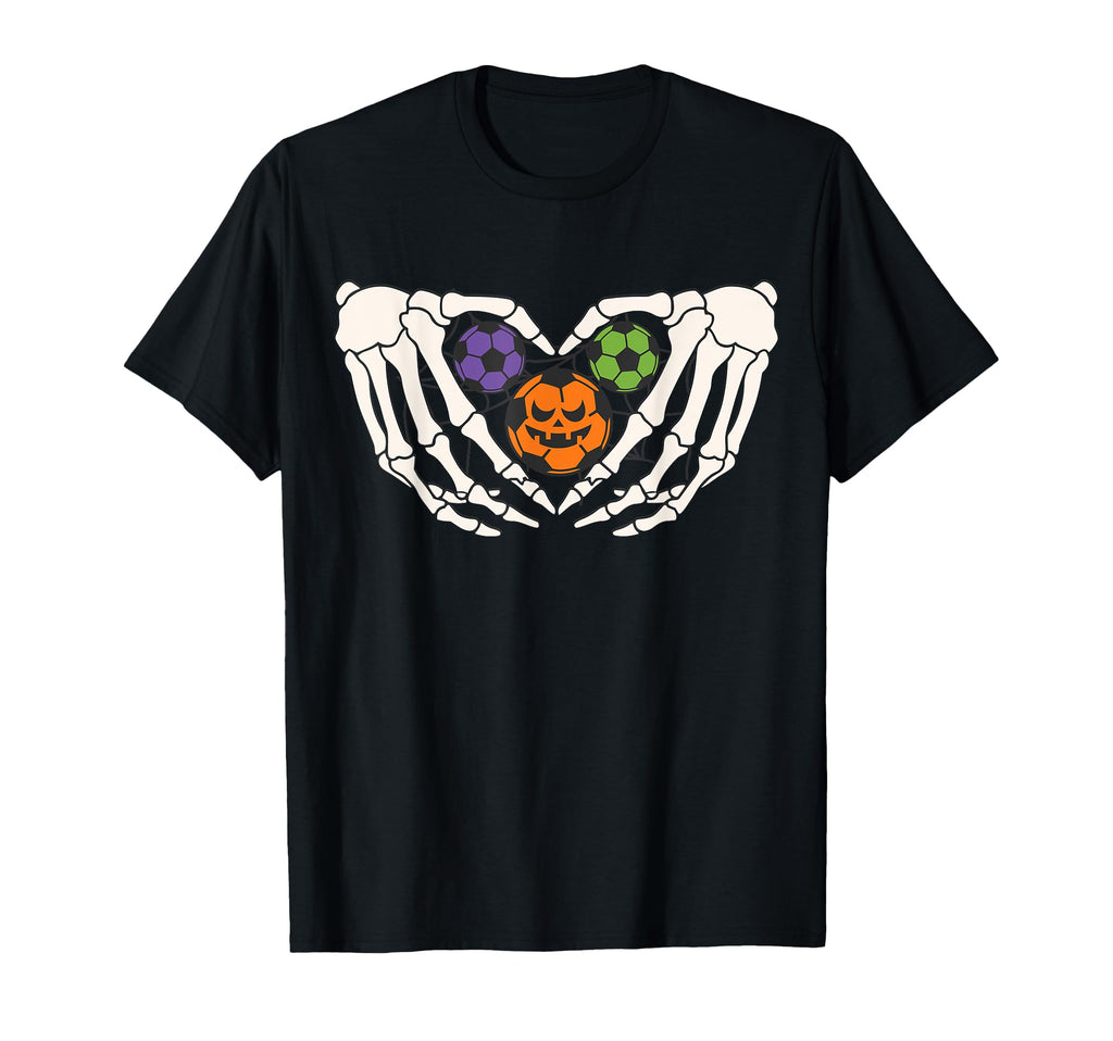 Funny Soccer Halloween Skeleton Hands T-Shirt - Aesthetic Graphic Unisex
