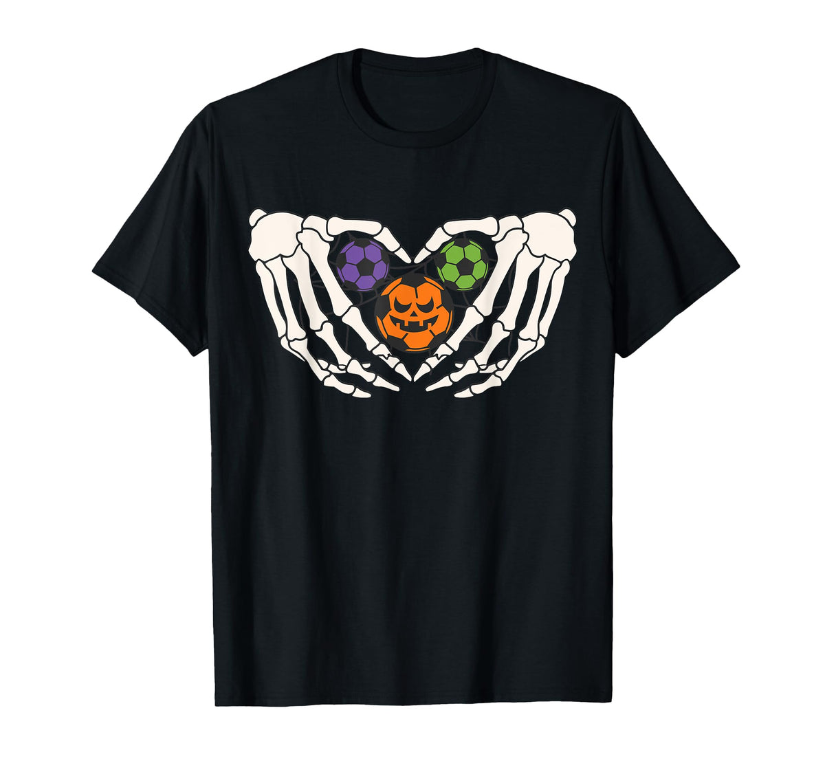 Funny Soccer Halloween Skeleton Hands T-Shirt - Aesthetic Graphic Unisex