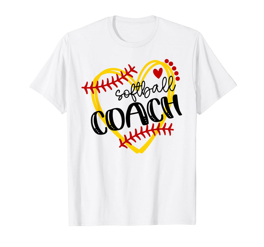 Personalized Softball Heart Coach T-Shirt - Streetwear Style Unisex