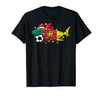Santa Shark Soccer Football Lights T-Shirt - Streetwear Style Unisex