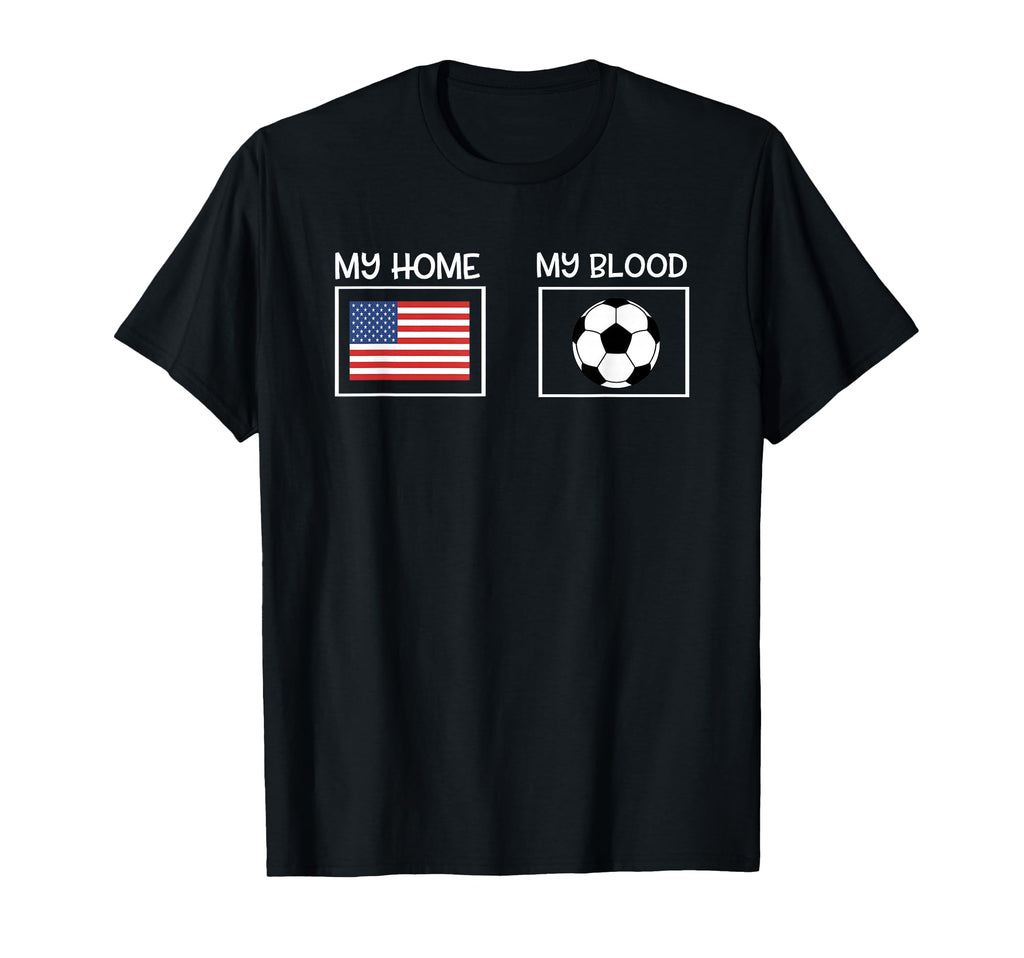 Soccer My Home My Blood Usa Flag T-Shirt - Streetwear Style Men Women