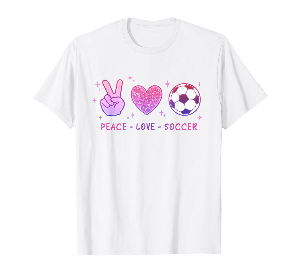Peace Love Soccer Teen T-Shirt - Fun Novelty Design Unisex