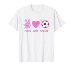 Peace Love Soccer Teen T-Shirt - Fun Novelty Design Unisex