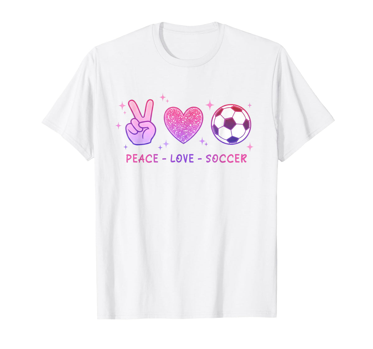 Peace Love Soccer Teen T-Shirt - Fun Novelty Design Unisex
