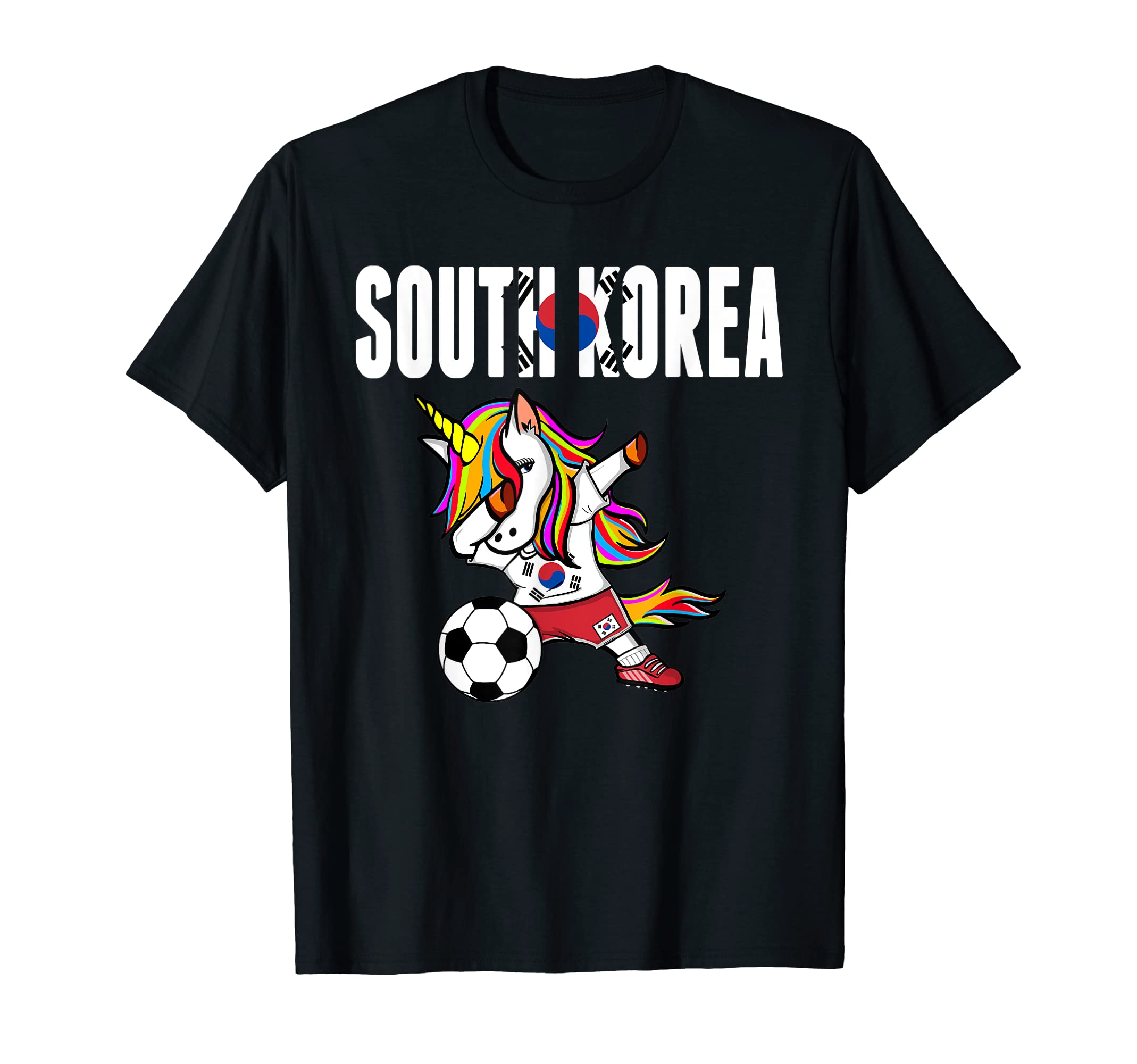 Dabbing Unicorn South Korea Soccer Fans T-Shirt - Trendy Graphic Unisex