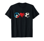 Peace Love And Soccer Peace Symbol T-Shirt - Fun Novelty Design Unisex