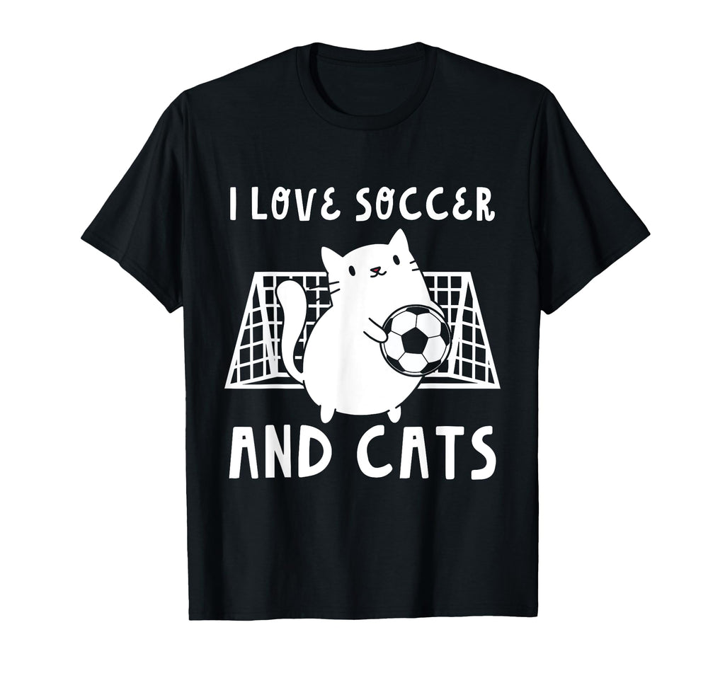 I Love Soccer And Cats Funny Soccer T-Shirt - Novelty Apparel Men Women