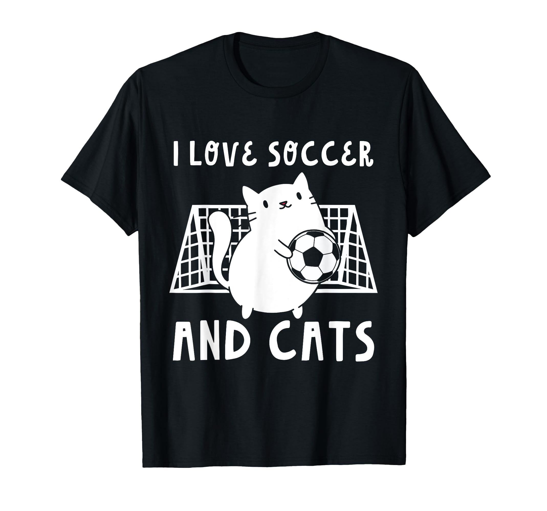 I Love Soccer And Cats Funny Soccer T-Shirt - Novelty Apparel Men Women