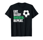 Eat Sleep Soccer Repeat Coaches T-Shirt - Minimalist Print for Adults